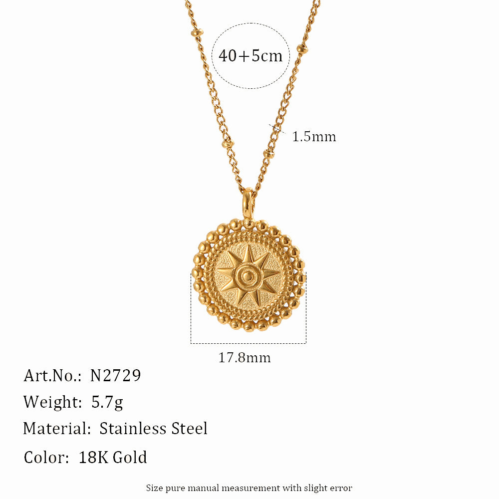 Stylish Star Disc Pendant Choker Necklace 6W6JNC654