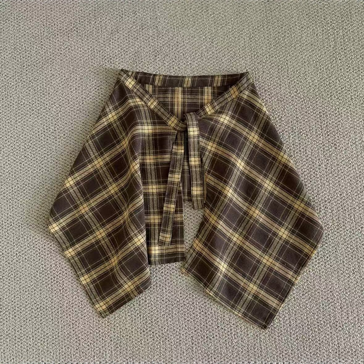 Plaid Tie Side Wrap Skirt - DippedShop Wholesale - #6147