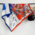 Vintage Floral Print Twill Silk Square Scarf MK2BW6W6NSI03