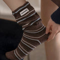 Fall Color Contrast Striped Slouch Crew Socks 6W8FSO521