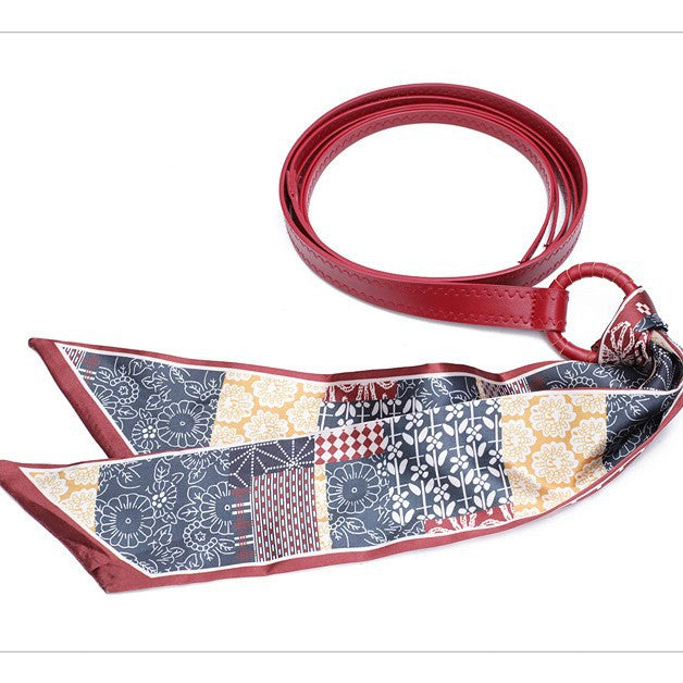 Faux Leather Silk Scarf Belt - DippedShop Wholesale - #1635