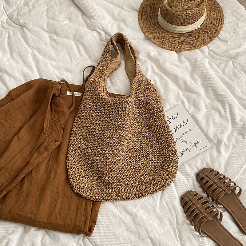 Woven Straw Shoulder Bag - DippedShop Wholesale - #4435