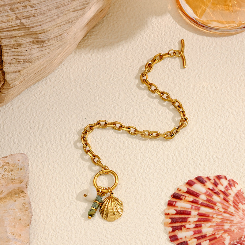 Chunky Shell Pearl Charm Link - DippedShop Wholesale - #7539