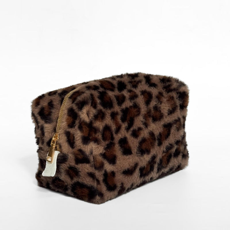 Vintage Plush Leopard Portable Cosmetic Bag 6S5CO108