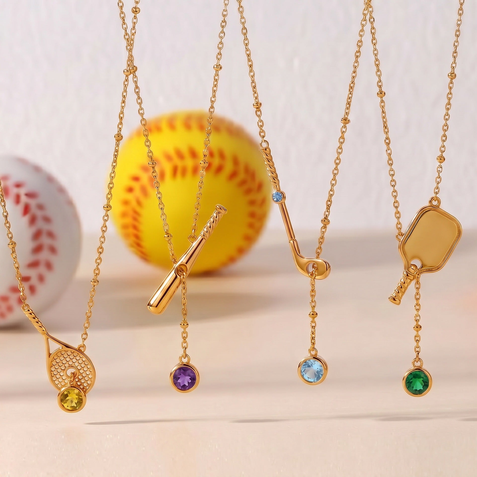 Sporty Style Cubic Zirconia Ball Pendnat Necklace 6W6JNC410L