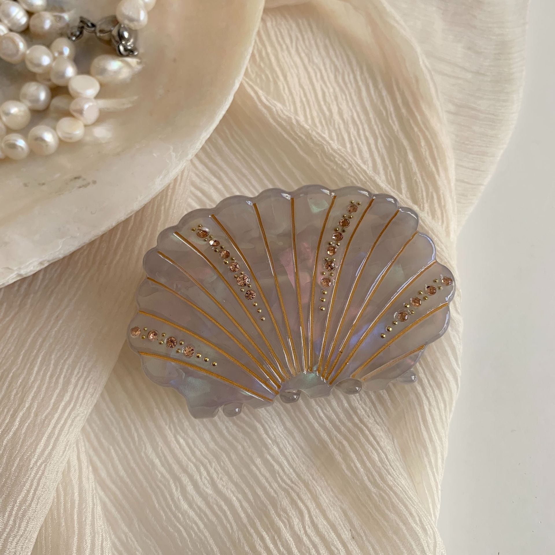 Creative Shell Shape Rhinestones Acetate Hair Clip MK2PM6W6HCP12