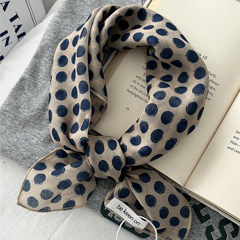 Retro Polka Dots Print Square Silk Scarf MK2BLW6W6NSI34
