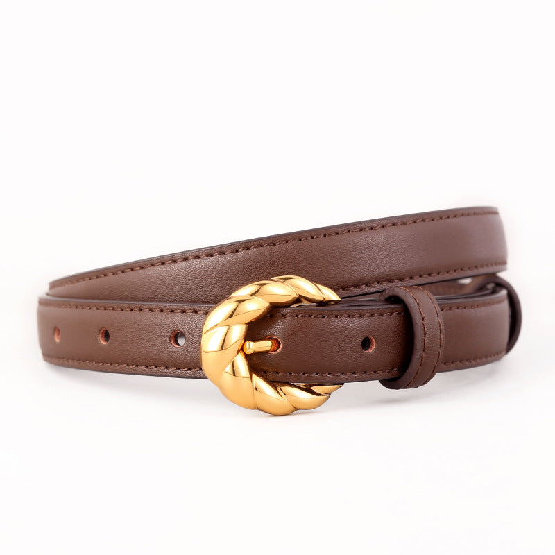 Retro Twisted Design Buckle Jean Leather Belt 6W6JBT159