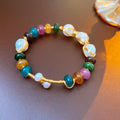 Retro Gold Plated Wrapped Baroque Pearl Bracelet 6W6JBR704