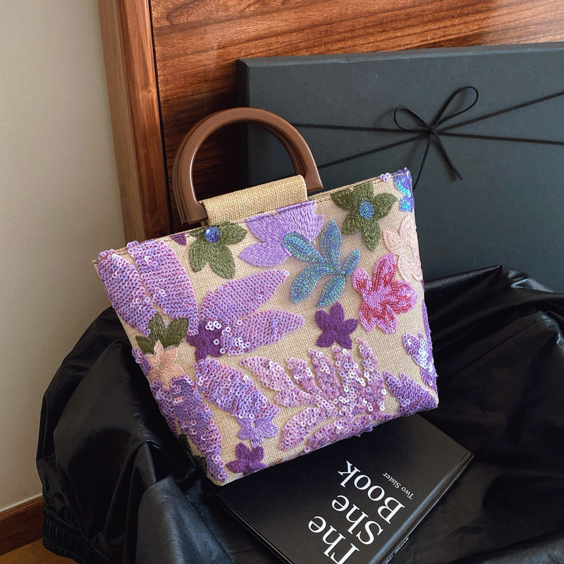 Colorful Sequin Embroidered Tote Bag DP25C751