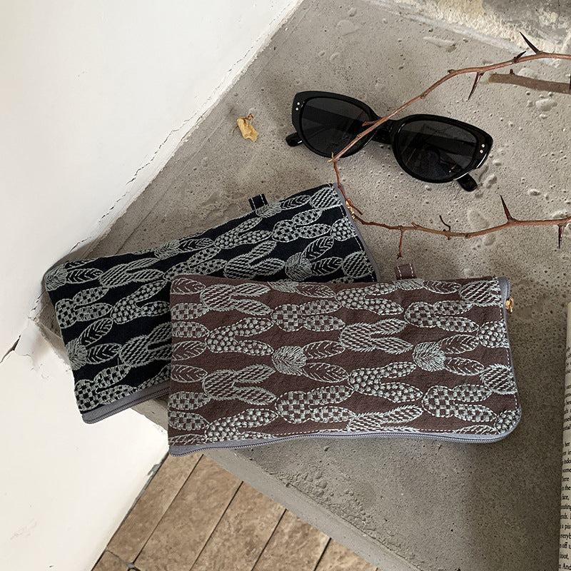 Linen Embroidered Glasses Pouch - DippedShop Wholesale - #1139