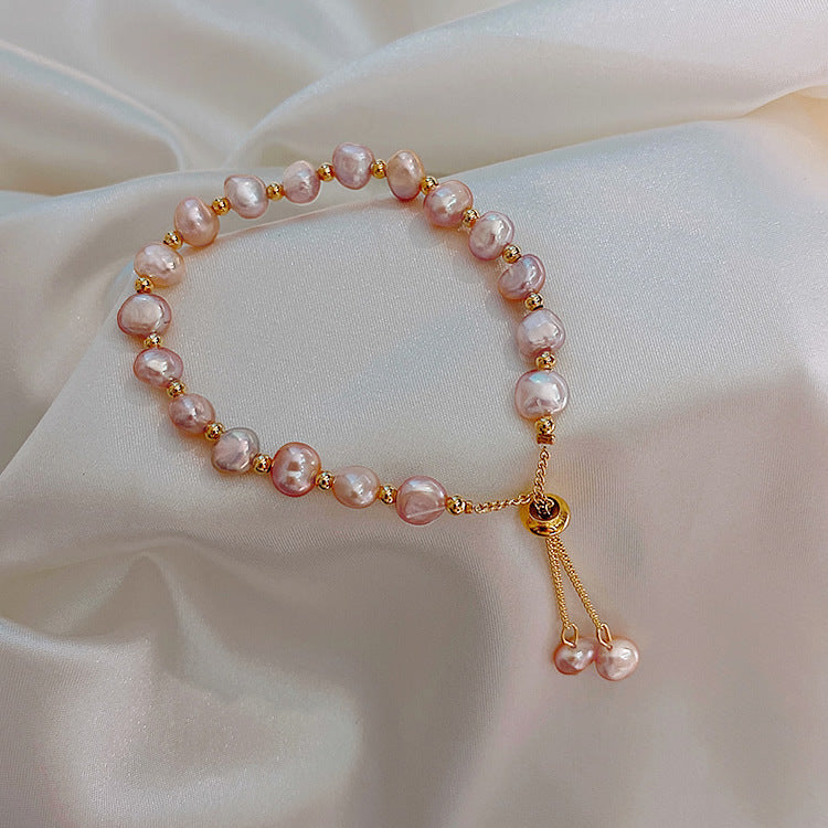 Retro Gold Plated Wrapped Baroque Pearl Bracelet 6W6JBR704