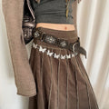 Trendy Hollow Studded Metal Buckle Belt 6W6JBT229