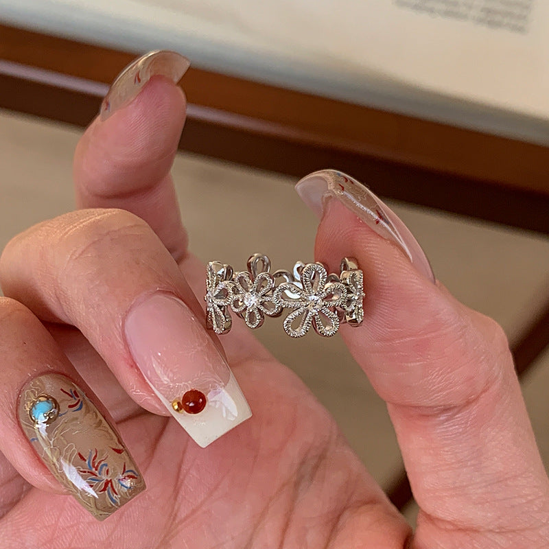 Hollow Floral Rhinestone Ring - DippedShop Wholesale - #1715
