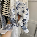 Chic Floral Print Square Silk Scarf 6W6NSI189