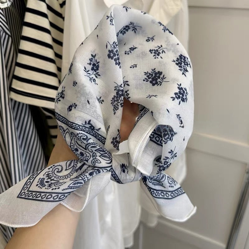 Chic Floral Print Square Silk Scarf 6W6NSI189