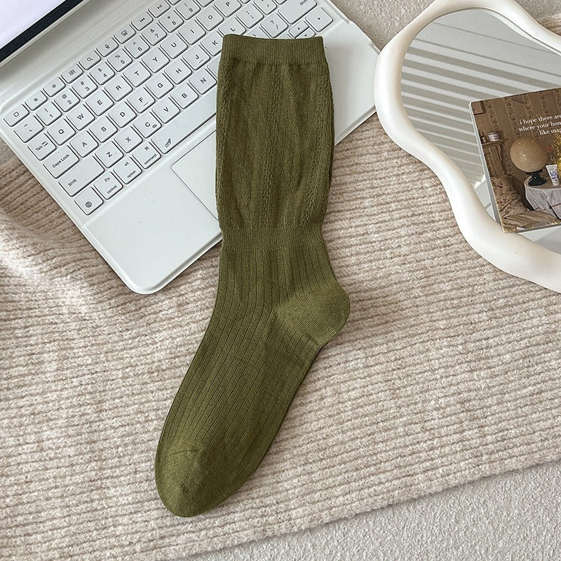 Simple Hollow Out Slouchy Crew Socks 6W8FSO814