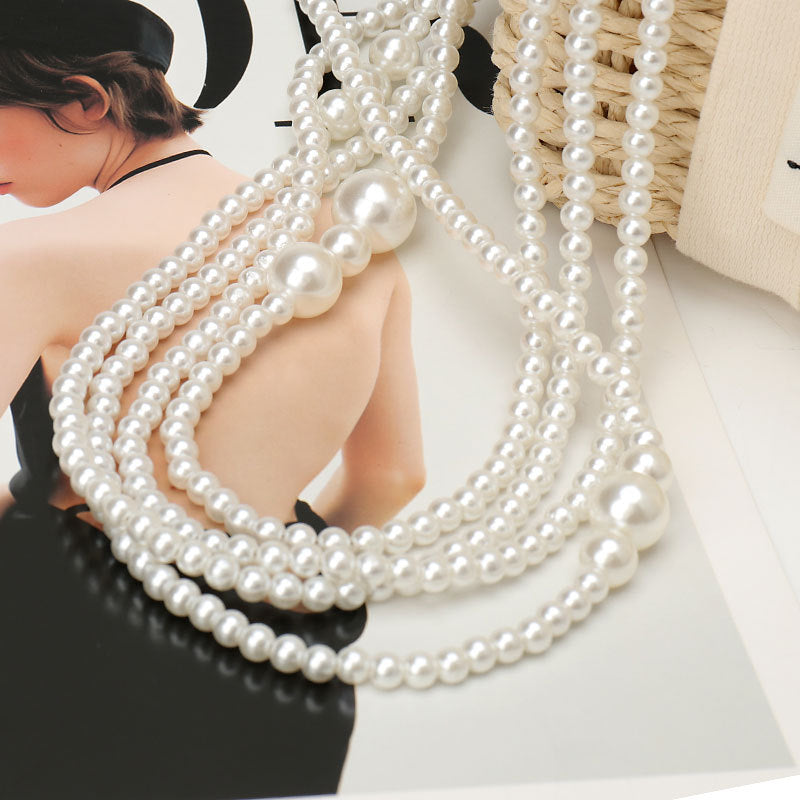 Elegant Layered Pearl Chain Ve - DippedShop Wholesale - #6883