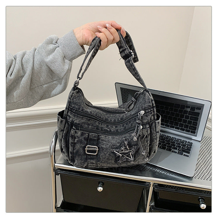 Casual Star Pattern Denim Versatile Shoulder Bag 6W10BBG1401