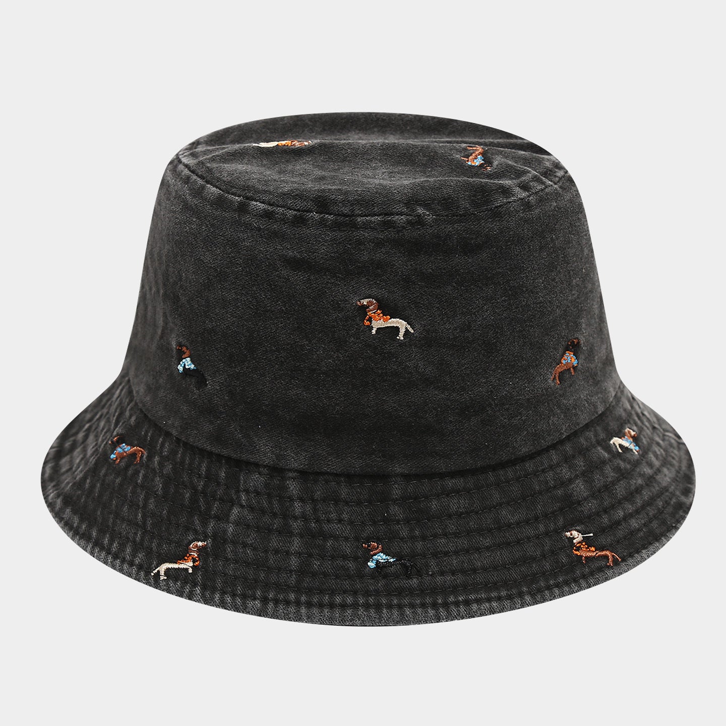 Casual Distressed Embroidery Packable Bucket Hat 8BK6HAT181L