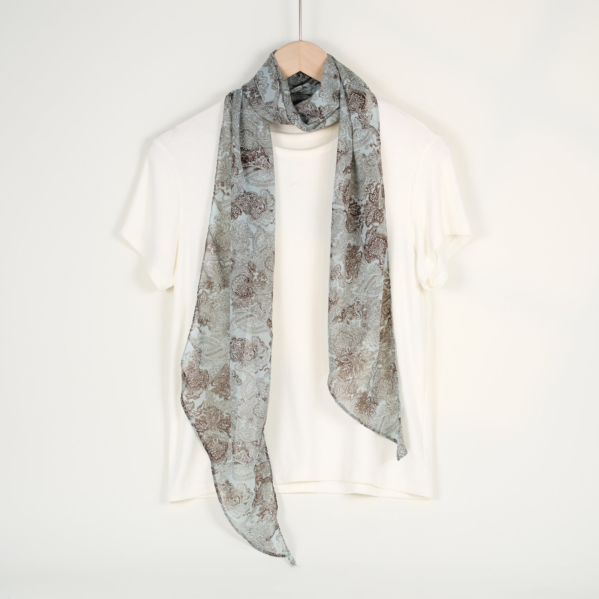 Fresh Solid Color Floral Print Silk Scarf 6W6NSI228