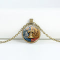 Retro USA Flag Pattern Round Pendant Chain Necklace 8ZA6JNC278T