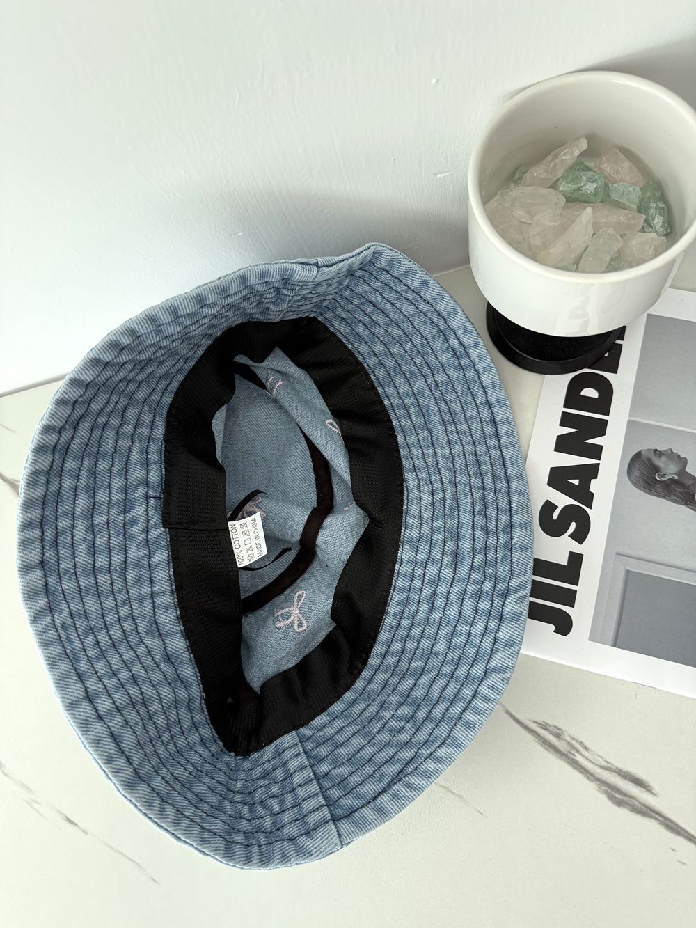 Cute Bowknot Cherry Embroidery Denim Bucket Hat MK2BW6W6HAT70