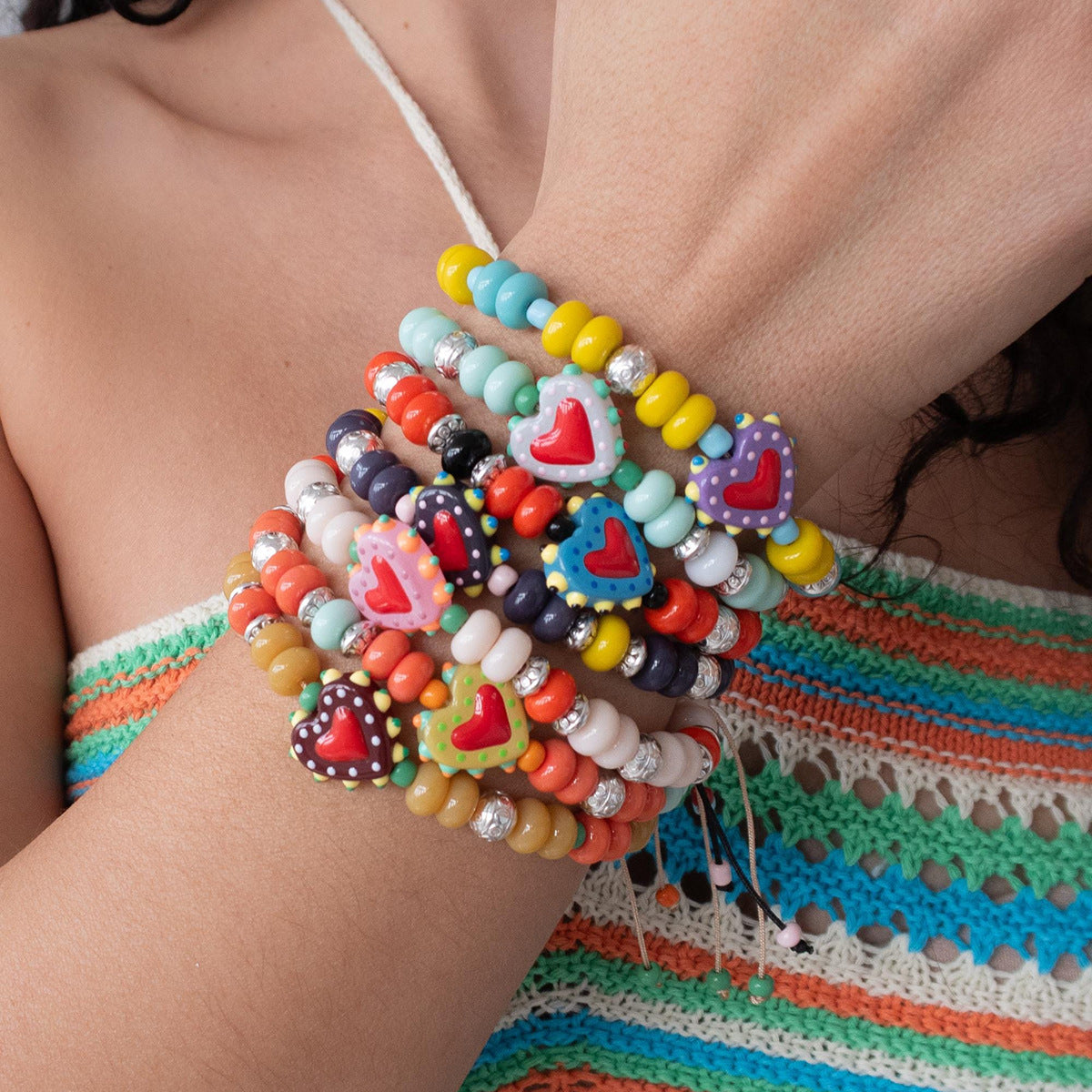 Heart Beaded Bracelet - DippedShop Wholesale - #7235
