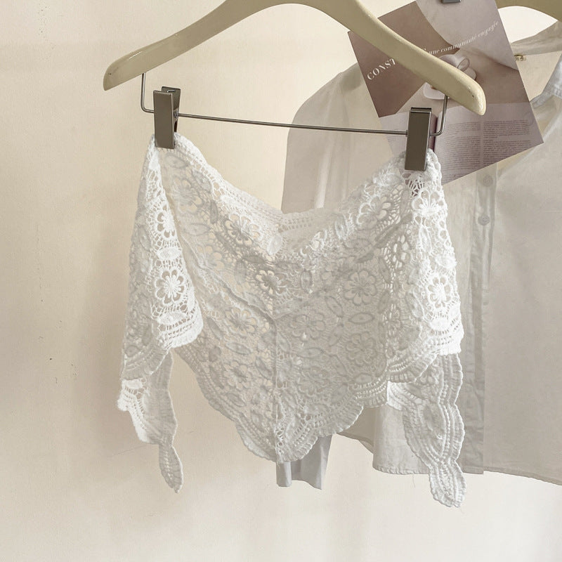 Fashion Hollow Lace Triangle Headscarf Hip Scarf 6W1SL15