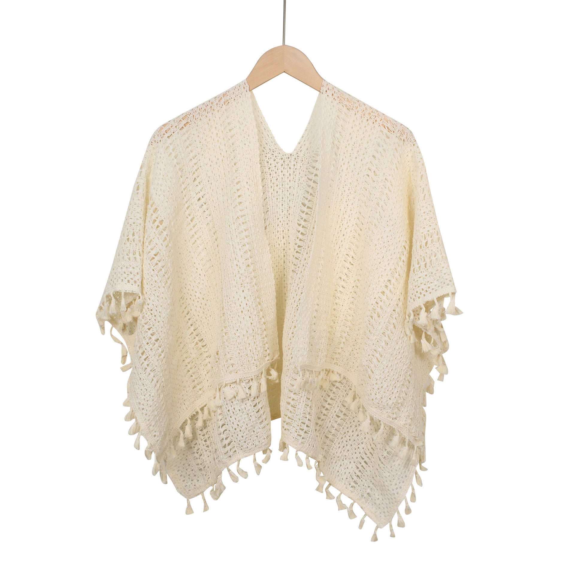 Boho Ccrochet Hollow Out Tassel Shawl Wrap 6W6NSC50