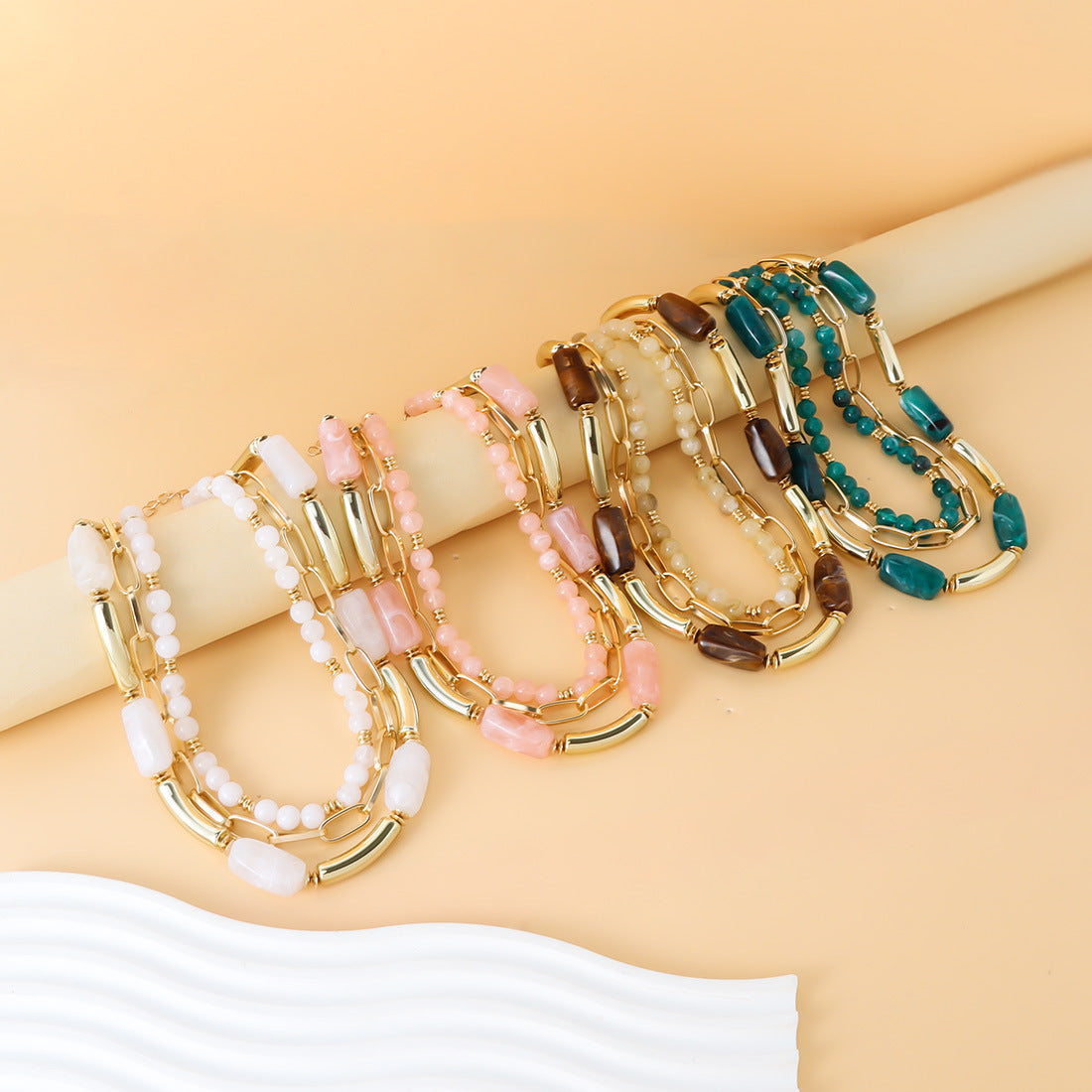 Trendy Multi-Layer Beaded Necklace - DippedShop Wholesale - #2899