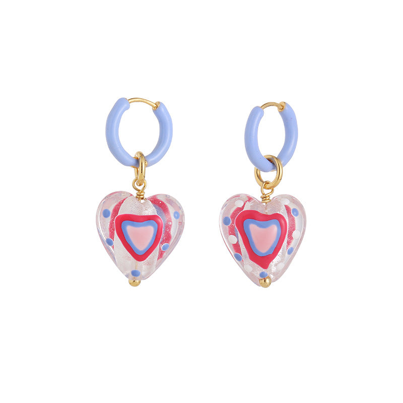 Heart Dangle Hoop Earrings - DippedShop Wholesale - #9235