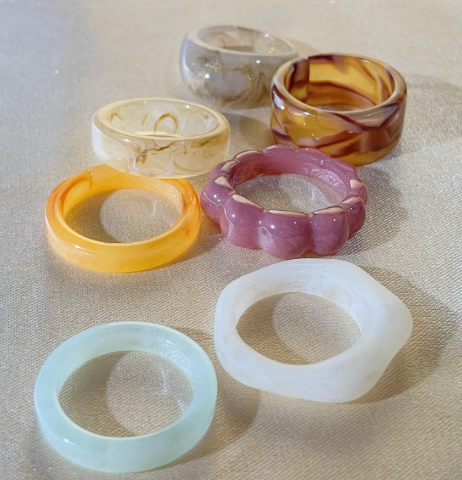 Unique Irregular Resin Statement Ring Set 6W6JRG293