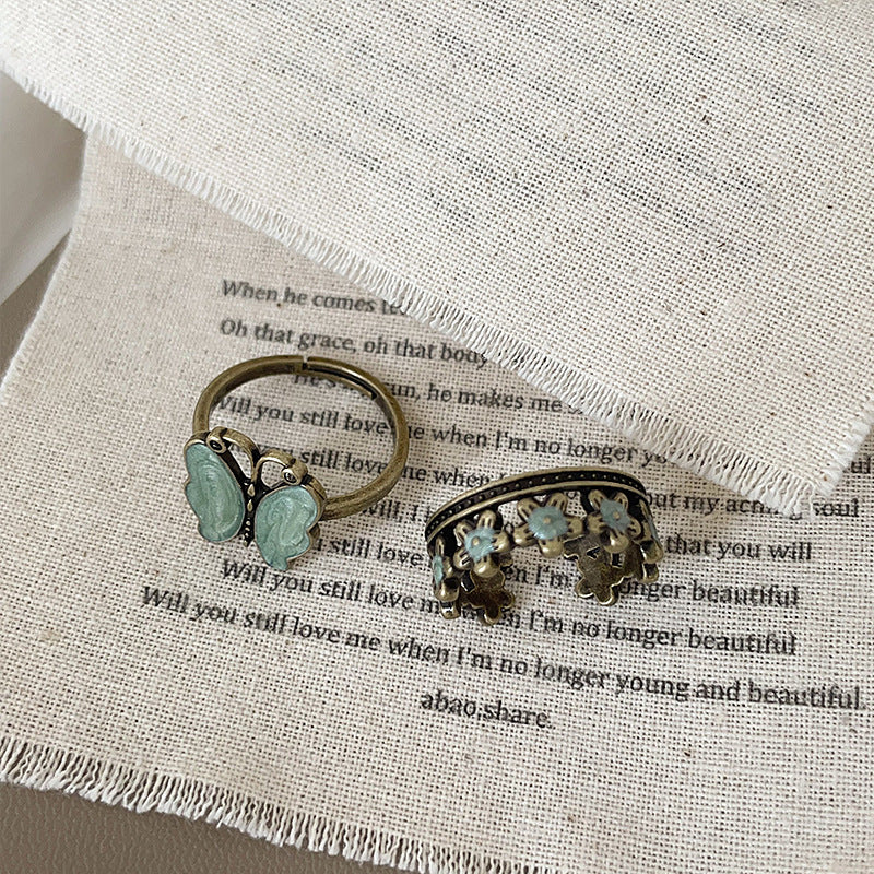 Vintage Butterfly Flower Ring - DippedShop Wholesale - #8339