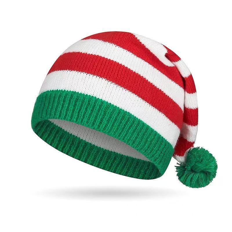 Striped Knit Christmas Beanie - DippedShop Wholesale - #1539