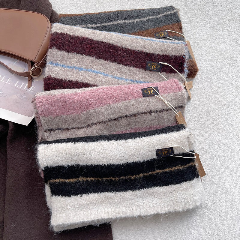Thick Warm Soft Color Block Striped Shawl Scarf 6W6NSC78