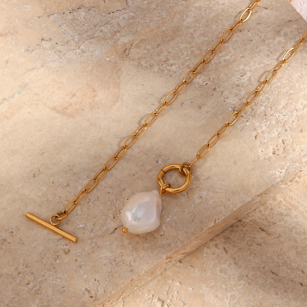 Baroque Pearl Gold Necklace - DippedShop Wholesale - #0003