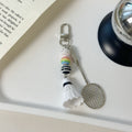 Creative Beaded Chain Badminton Racket Pendant Keychain 6W10BBC354
