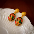 French Style Enamel Gold Plated Stud Earrings 6W6JER760