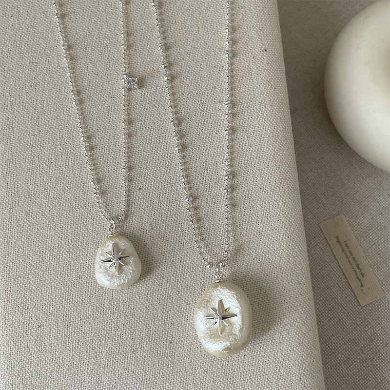 French Style Starburst Pearl Pendant Necklace 6W6JNC437