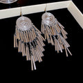 Vintage Rhinestone Pearl Tassel Drop Earrings 6W6JER728