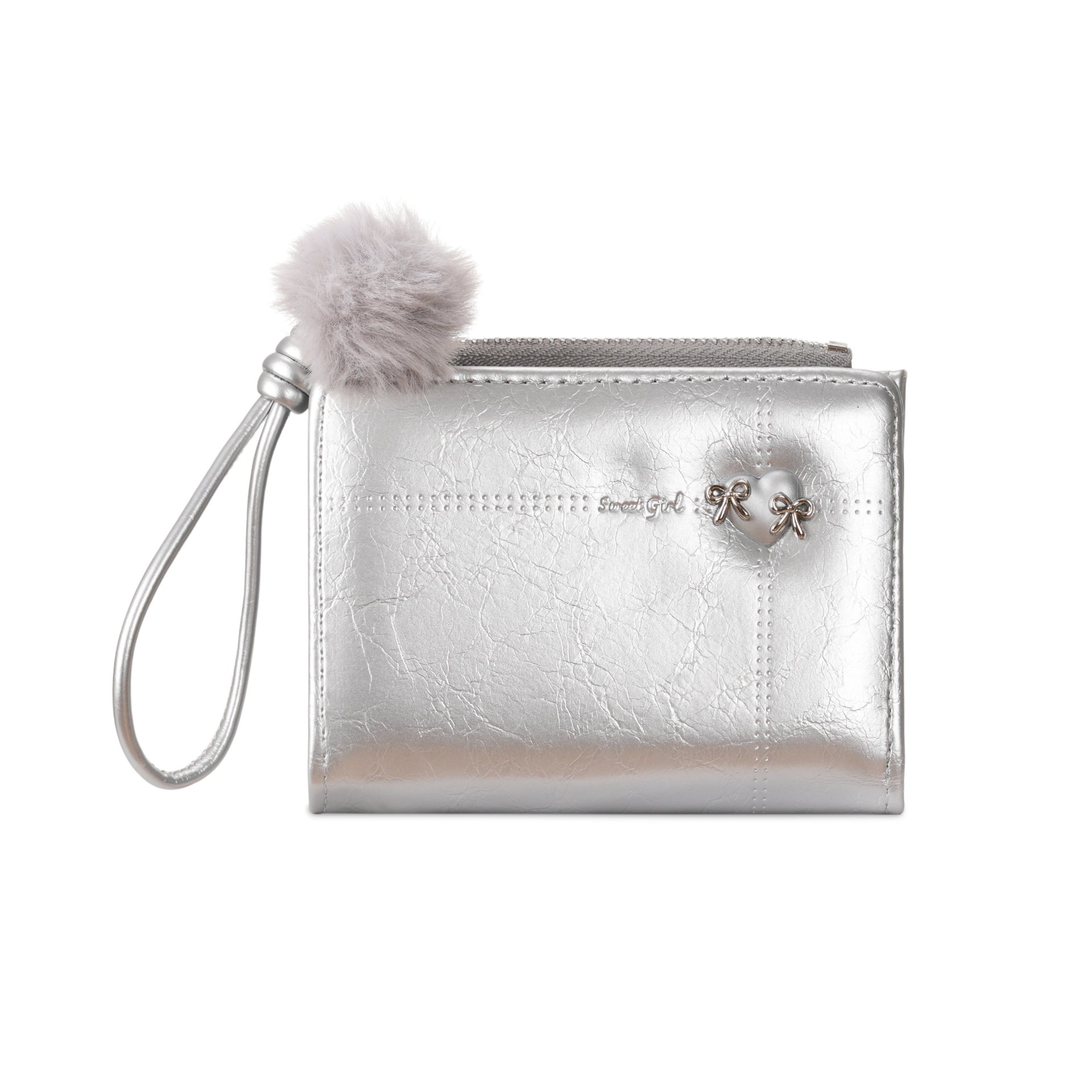 Mini Plush Ball Bowknot PU Coin Purse 6S10BWB137