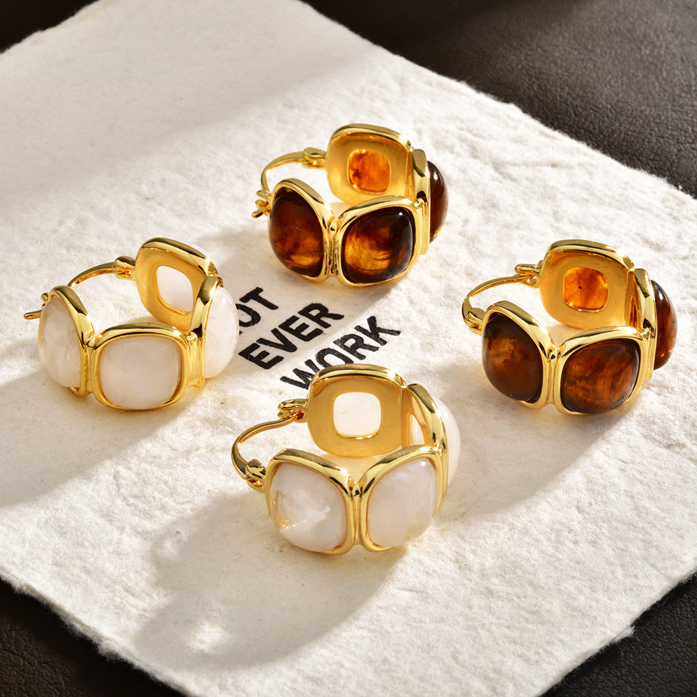 Resin Bead Hoop Earrings - DippedShop Wholesale - #8515