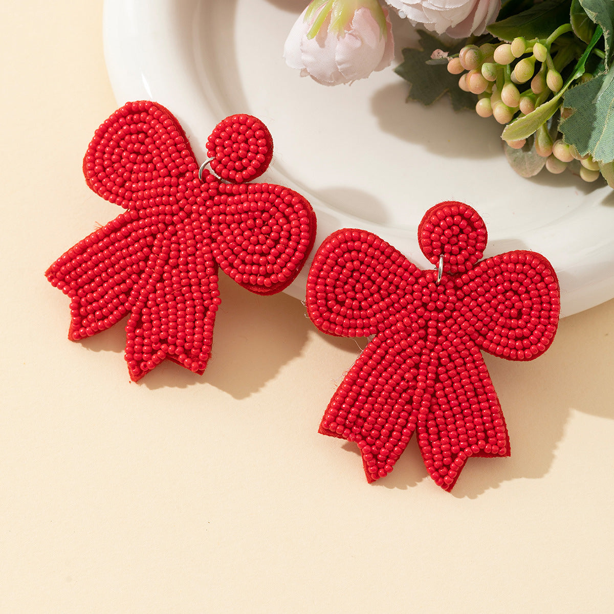 Beaded Bowknot Pendant Earrings - DippedShop Wholesale - #2691