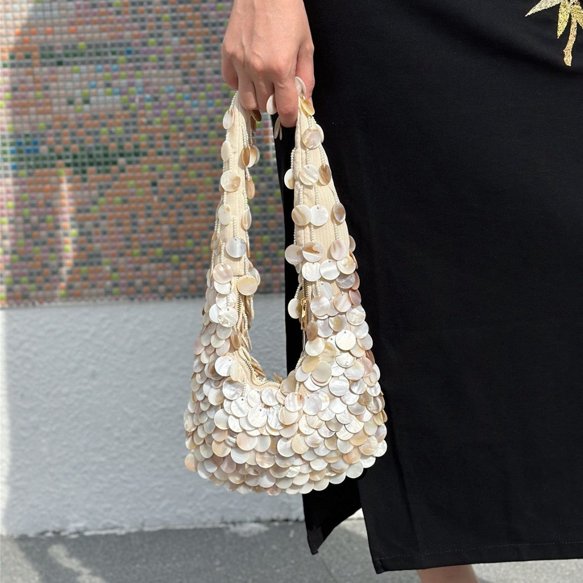 Vintage Natural Shell Handmade Evening Tote Bag 8BW6BBG414