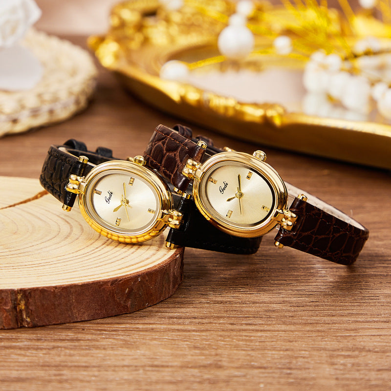 Oval Quartz Leather Watch - DippedShop Wholesale - #2579