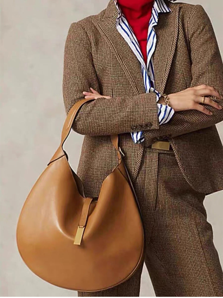 Trendy Suede Splicing Leather Tote Crescent Handbag DP25G638