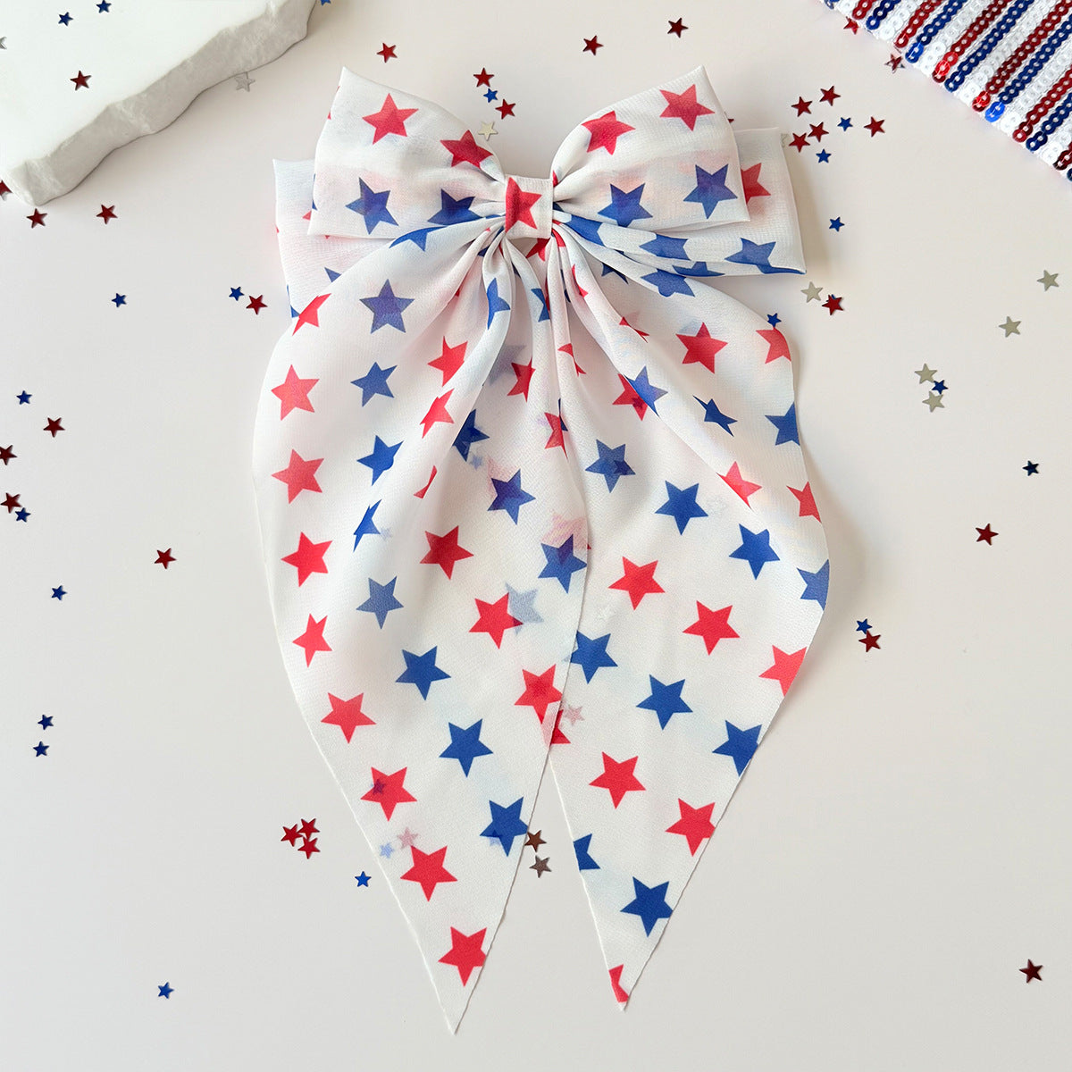 Cute Star Print Color Block Bowknot Hair Tie 8AS6HCP68T