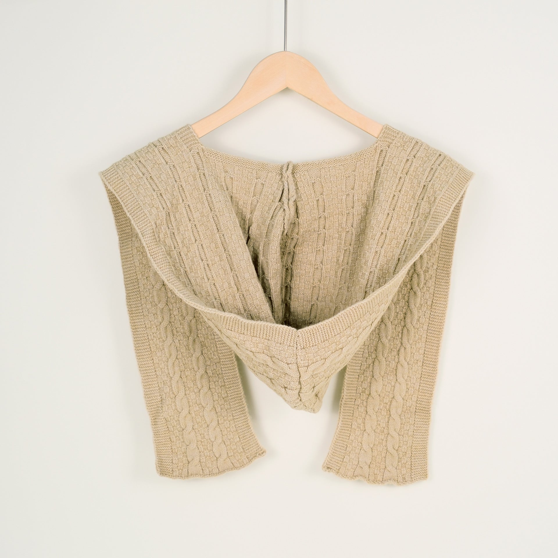 Trendy Solid Color Hooded Knit Shawl Wrap 6W6NSC57