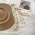 Retro Polka Dots Narrow Lightweight Silk Scarf MK2BLW6W6NSI62